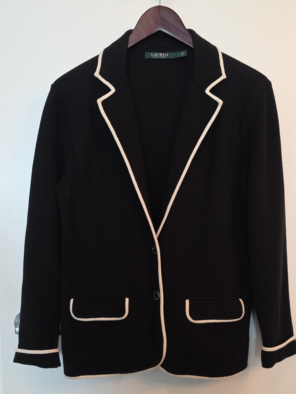 Lauren Ralph Lauren Black Blazer with Cream Piping